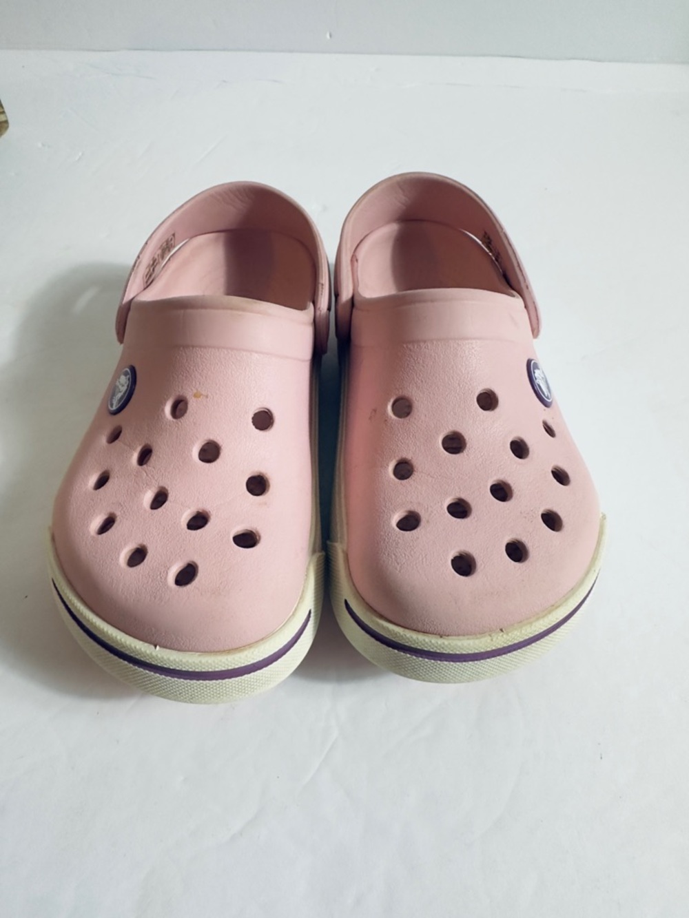 Crocs Kids Pink Slip-On Clog Shoes with Heel Strap size 10 - Picture 2 of 7